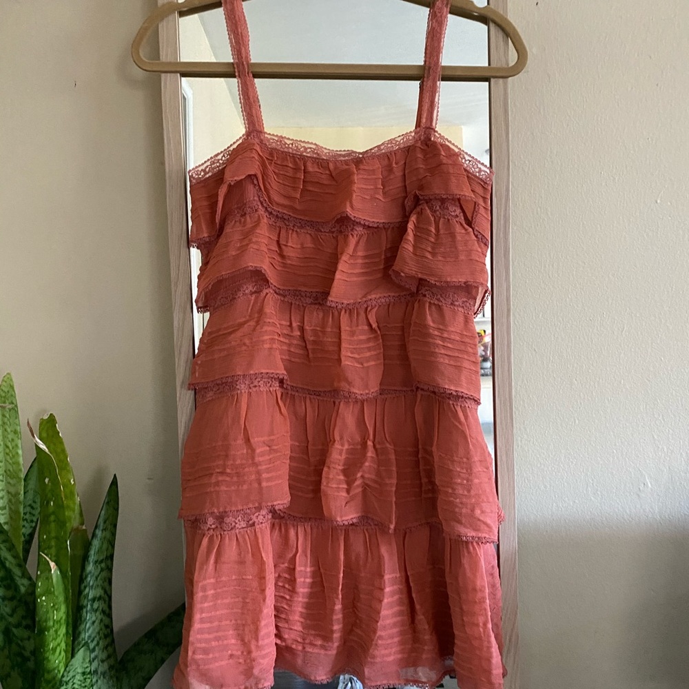 BCBGMaxAzria Ruffled Lace Mini Dress